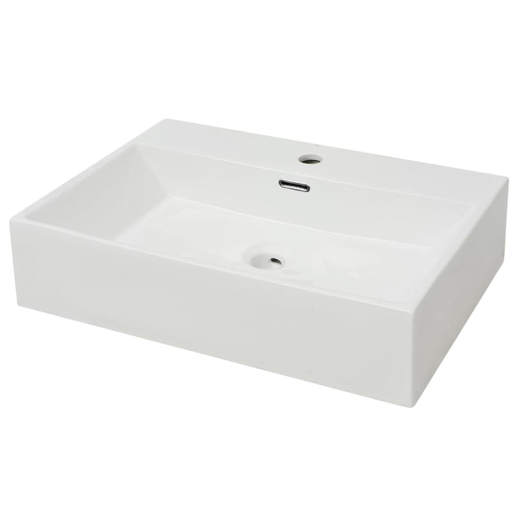 vidaXL Lavabo con foro per rubinetto in Vetroceramica Immagine del prodotto 