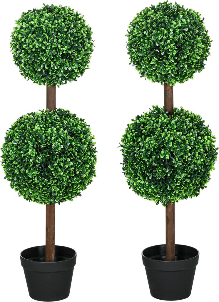 Künstliche Pflanzen, 2er-Set Buchsbaum, 90 cm Kunstpflanze, Kunstbaum, Deko-Pflanze für Indoor und Outdoor, Grün