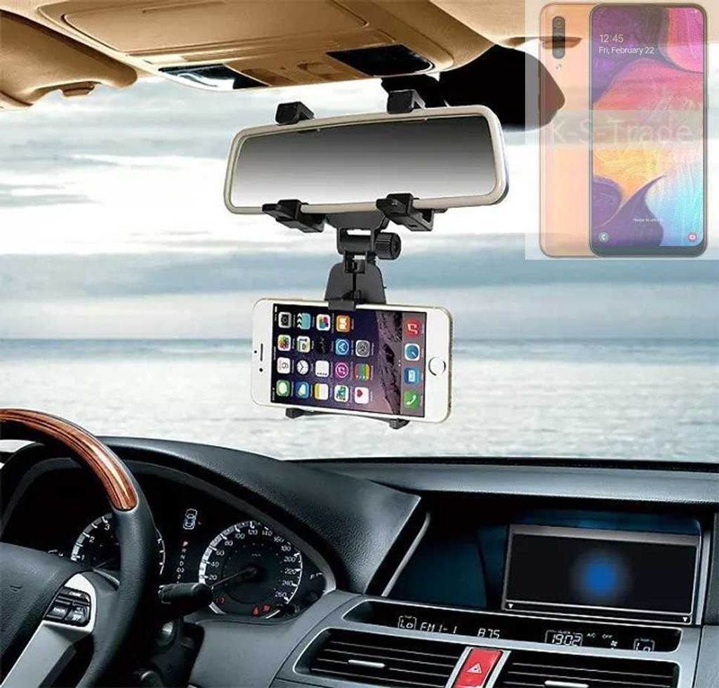 K-S-Trade Smartphone Halterung kompatibel mit Samsung Galaxy A50 Rückspiegel Halterung schwarz Auto Halterung KFZ Halter
