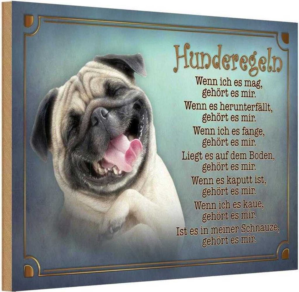 vianmo Holzschild 12x18 cm Hunderegeln wenn ich es mag Tier Haustier