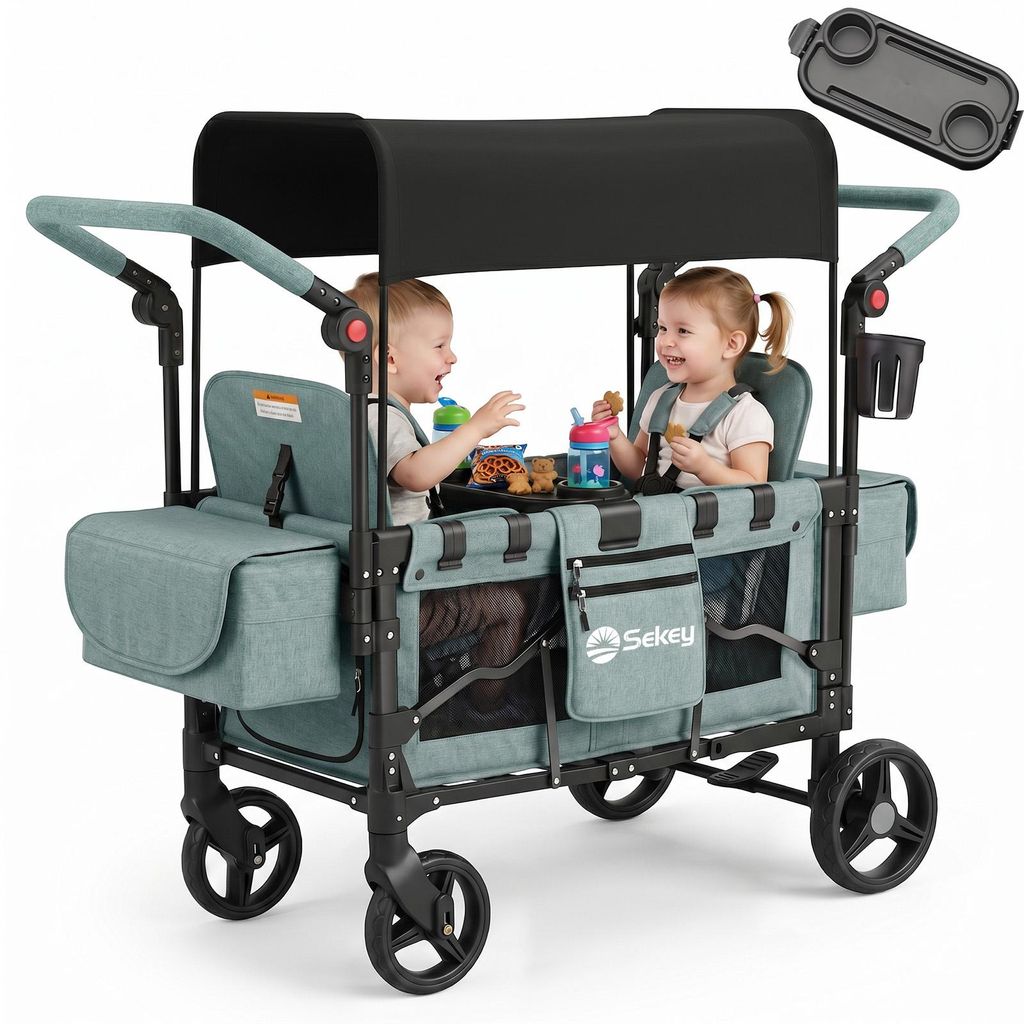 Sekey Bollerwagen Faltbar mit Dach Zwillingsmodus Produktbild 