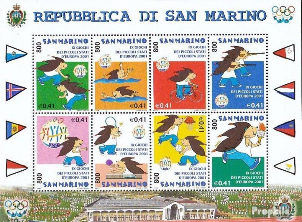 Briefmarken San Marino 2001 Mi 1958-1965 Kleinbogen (kompl.Ausg.) postfrisch Sportspiele
