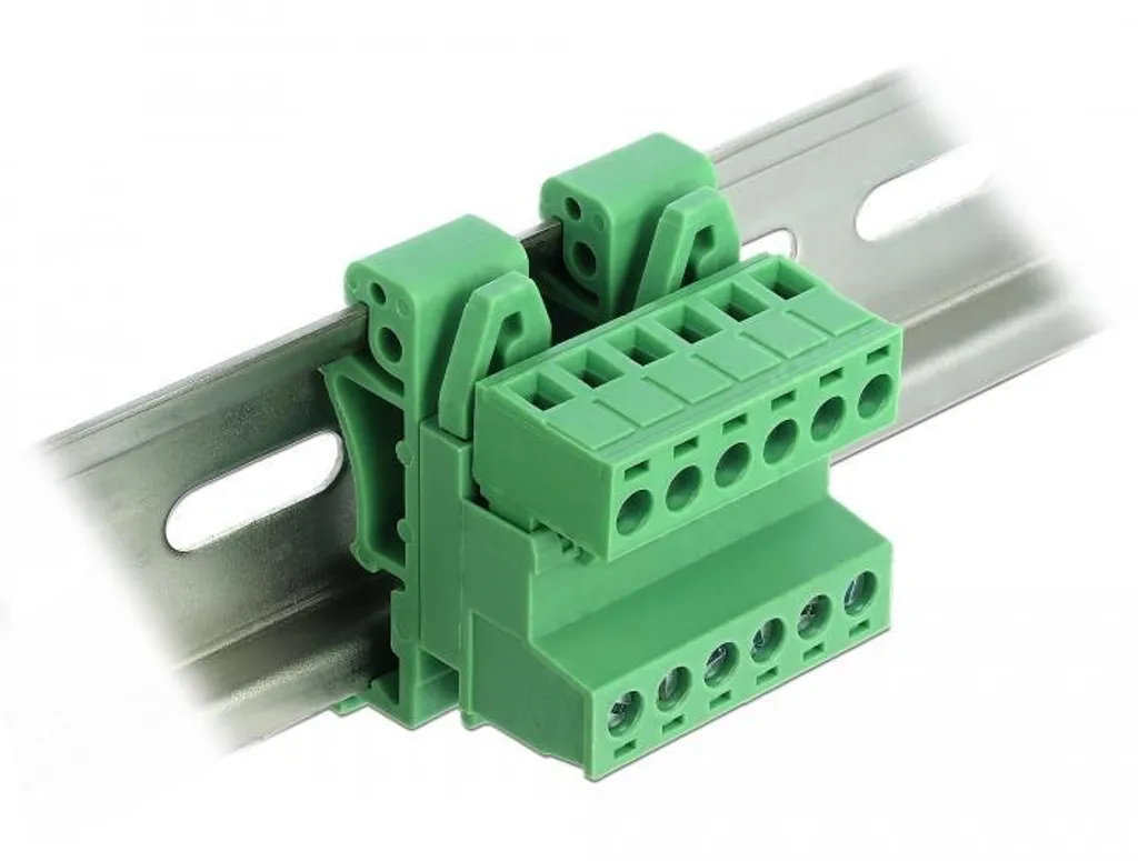 Set de Borniers Delock Pas 5.08mm 6 Broches - Fixation Rail DIN Stable