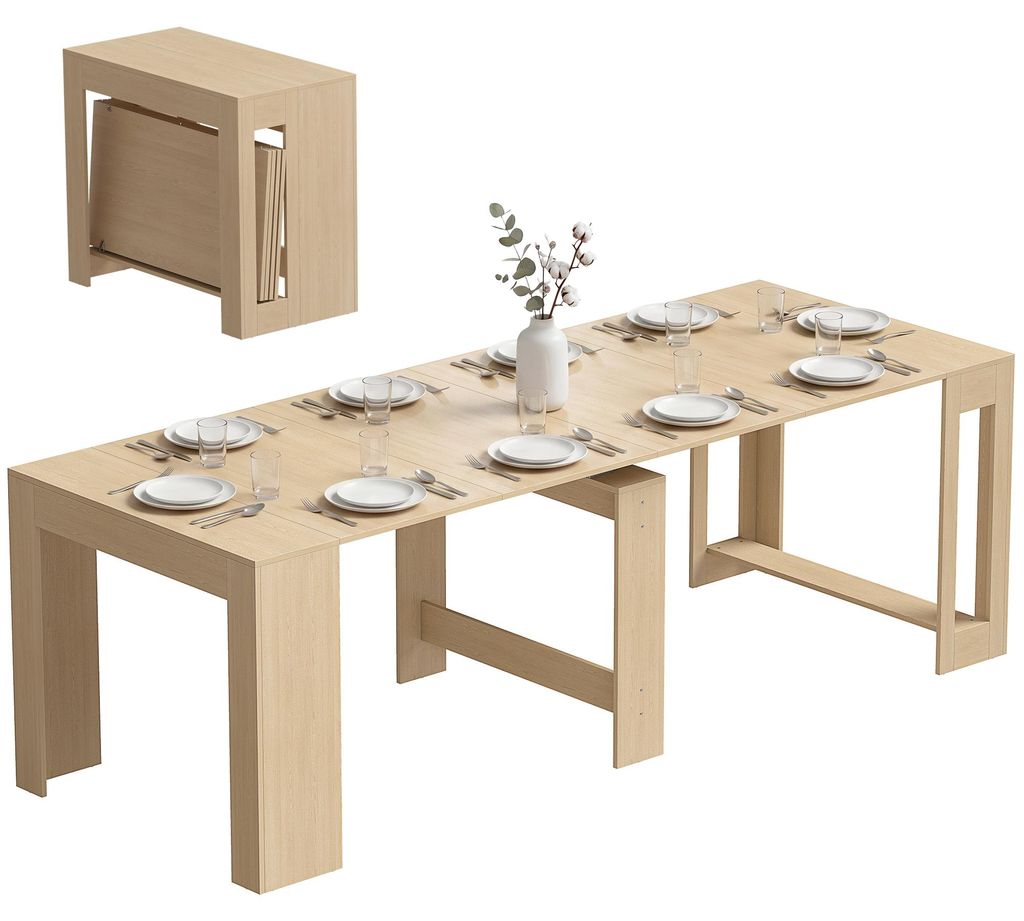 HOMCOM Ausziehbarer Esstisch 48-240 x 90cm Esszimmertisch für bis zu 10 Personen