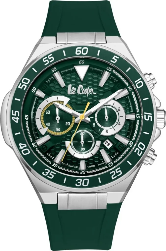 Montre analogique homme Lee Cooper verte en métal pour un look tendance