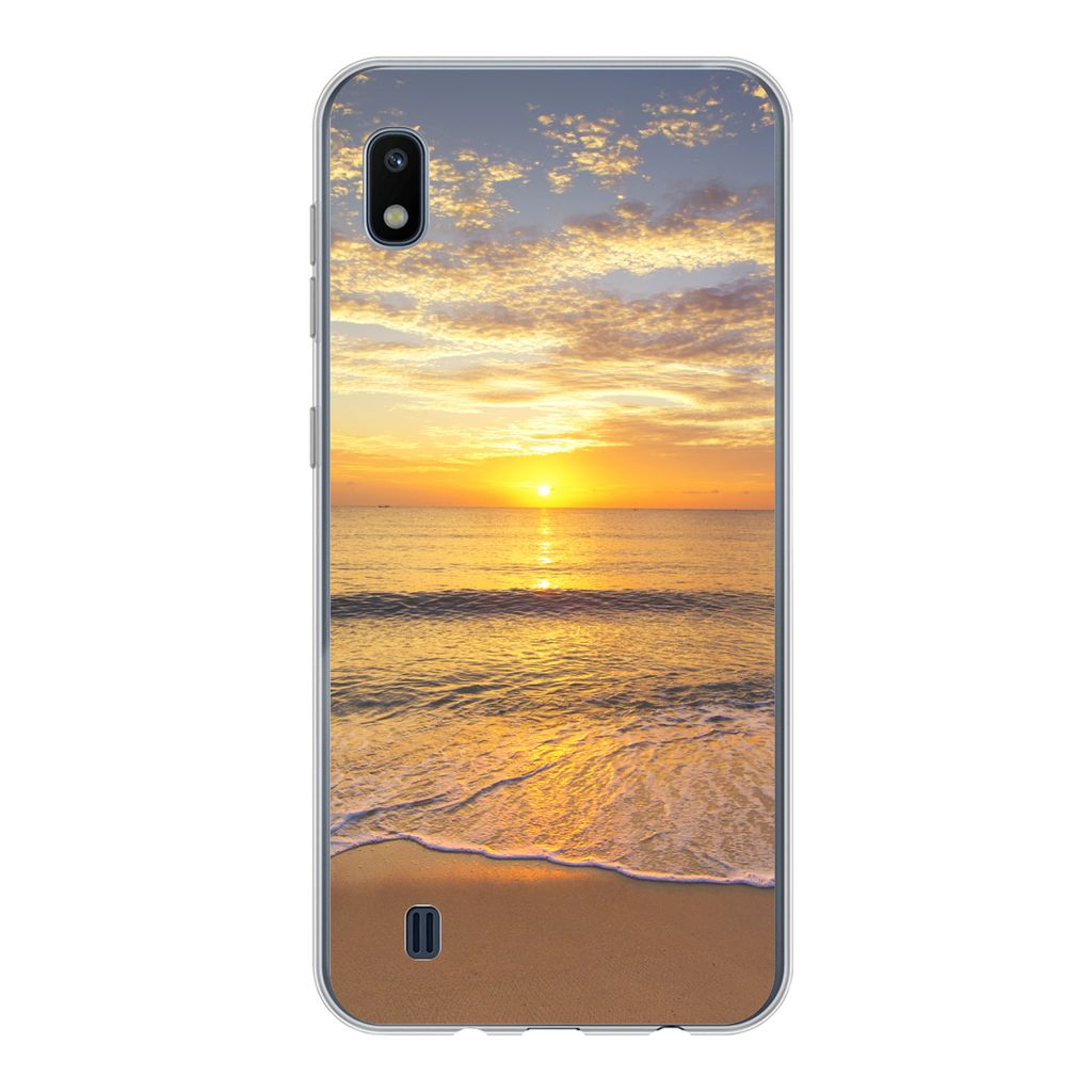 MuchoWow Handyhülle Schutzhülle Hülle für Samsung Galaxy A10 Strand - Sonnenuntergang - Meer Silikon Softcase Handy Hülle - Schutzhülle