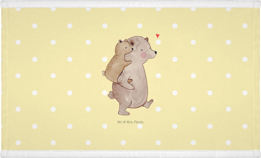 Mr. & Mrs. Panda Handtuch Papa Bär - Gelb Pastell - Geschenk, Flauschtuch, Muttertag, Händehandtuch, Vatertag, Papi, 50x100, Vater, Frotteehandtu...
