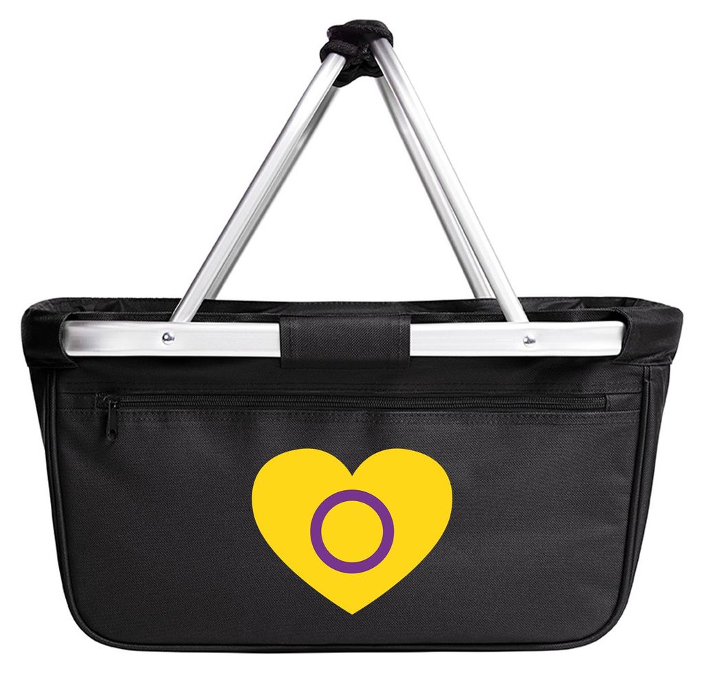 Huuraa Einkaufskorb Intersex Pride Flagge LGBTQ Herz 20 Liter Black faltbarer Tragekorb Geschenkidee