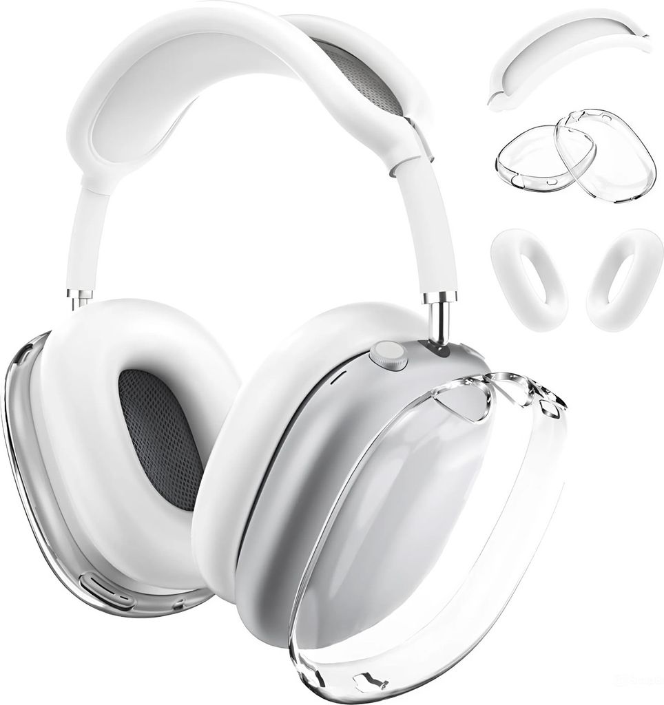 MMOBIEL Silikon-Schutzhülle für AirPods Max - Clear TPU Ohrmuscheln Schutzhülle - Weiß