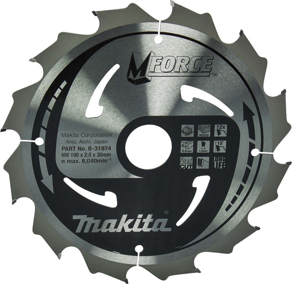 Makita M-FORCE Sägeblatt 190x30x12Z Produktbild 