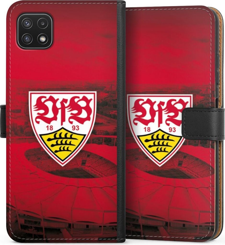DeinDesign Klapphülle für Samsung Galaxy A22 5G Handytasche Lederhülle Tasche Offizielles Lizenzprodukt Stadion VfB Stuttgart