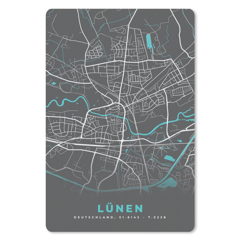 MuchoWow Mauspad Mousepad Deutschland - Blau - Lünen - Stadtplan - Karte 18x27 cm - Mousepads - Maus Mat - Pad - Mausunterlage