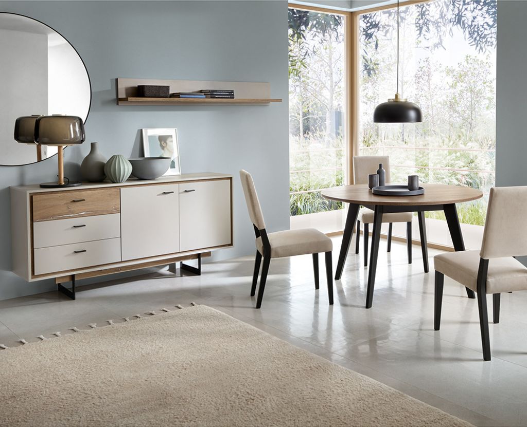 Esszimmer Set, Eiche mit grau, RAMVIK-129