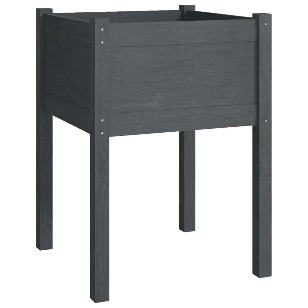 Bac à plantes pour balcon et jardin en bois gris 50x50x70 cm vxl