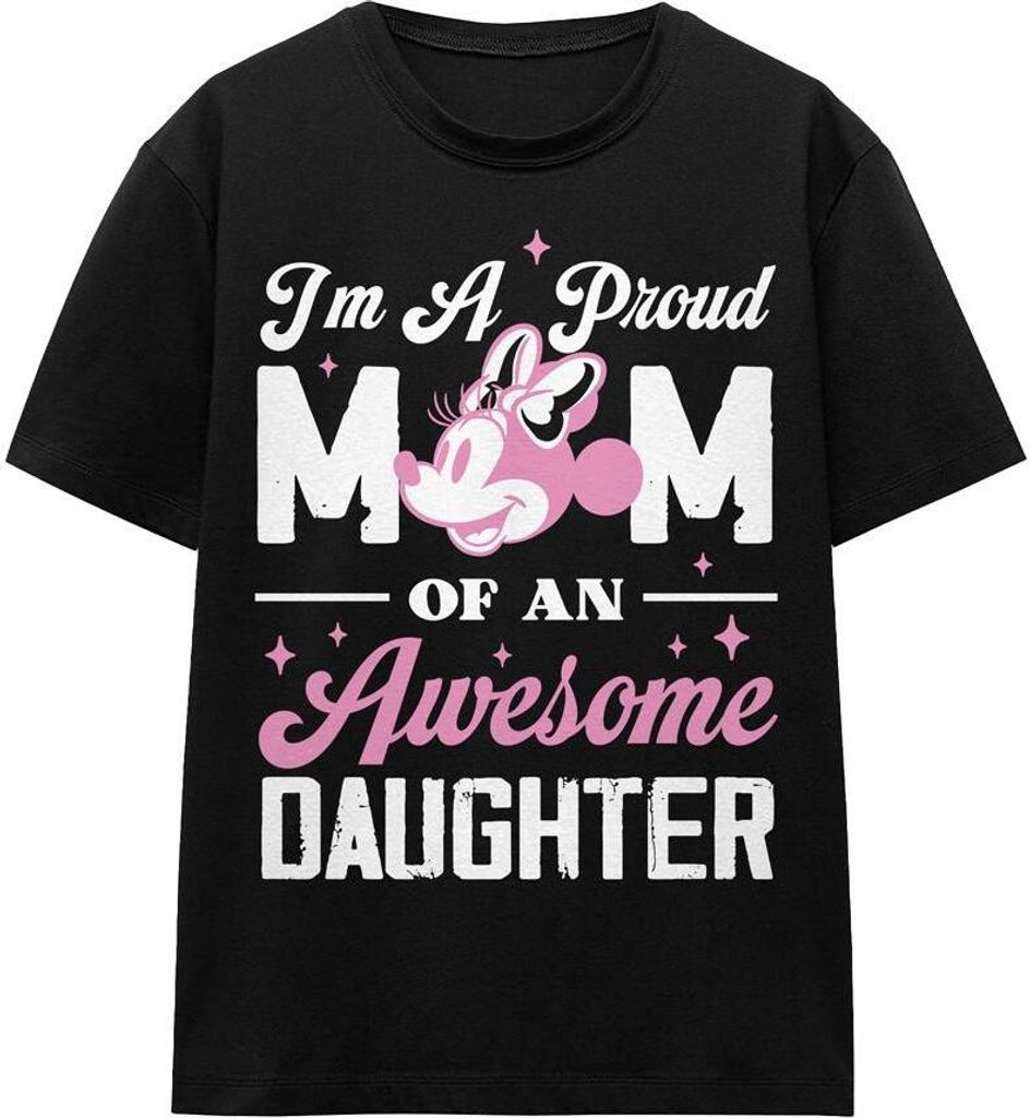 Minnie Mouse - "Proud Mom, Awesome Daughter" T-Shirt für Herren/Damen Uni TV19148 (S) (Schwarz)