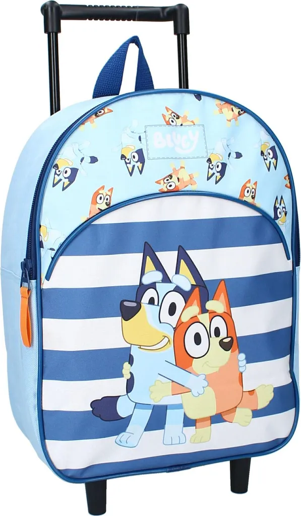 Bluey Sac à Dos à Roulettes Enfant - Trolley Scolaire Bleu 42cm