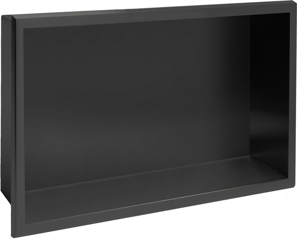 A black rectangular recessed shelf or niche.
