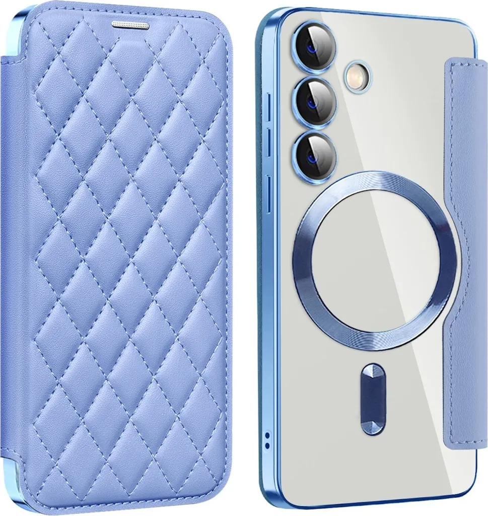Custodia Business Samsung S25+ 5G Magsafe RFID Pelle Azzurro Art