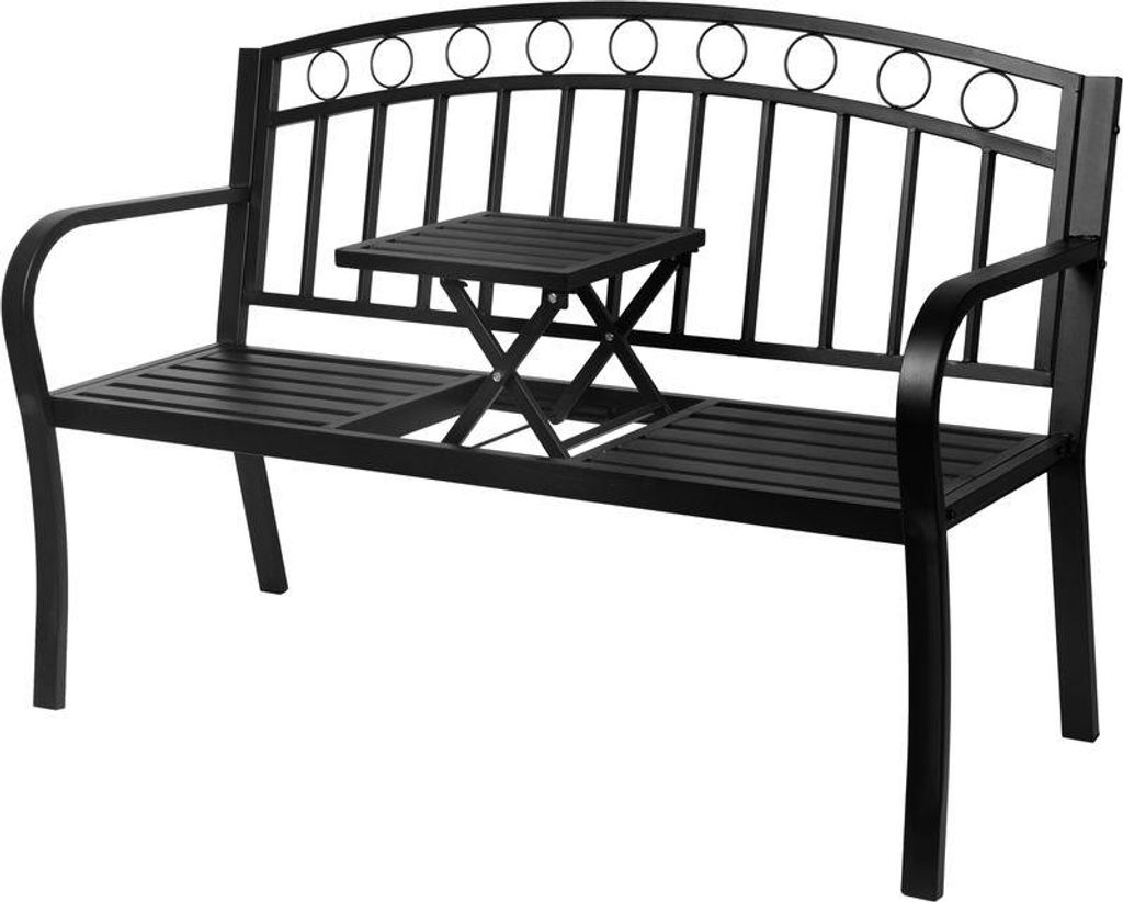 Bank PEGI, Garten mit Hocker, Metall 127x53x84 cm