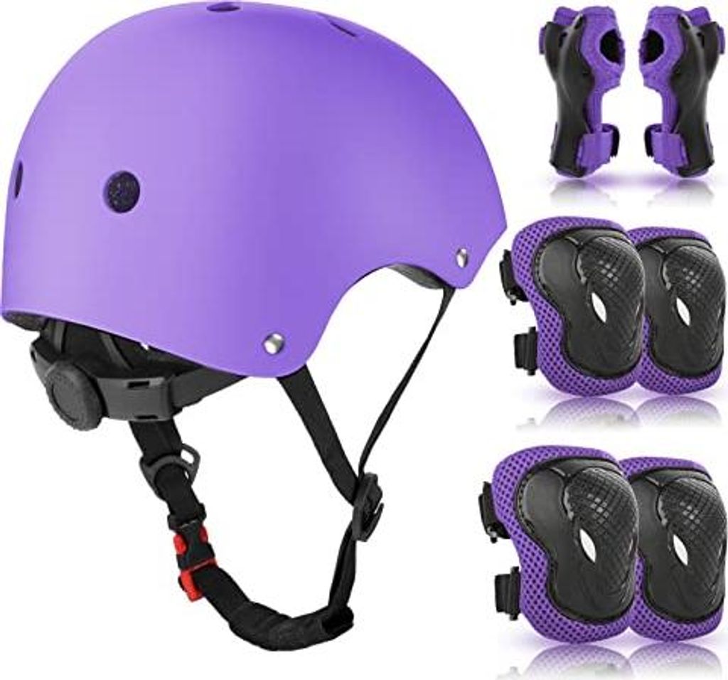 WayEee Knieschoner Kinder mit Helm, Schonerset Kinder 3-10 Jahre, Knieschützer Inliner Kinder Schutzausrüstung für Inliner Skateboard Fahrrad Ro...