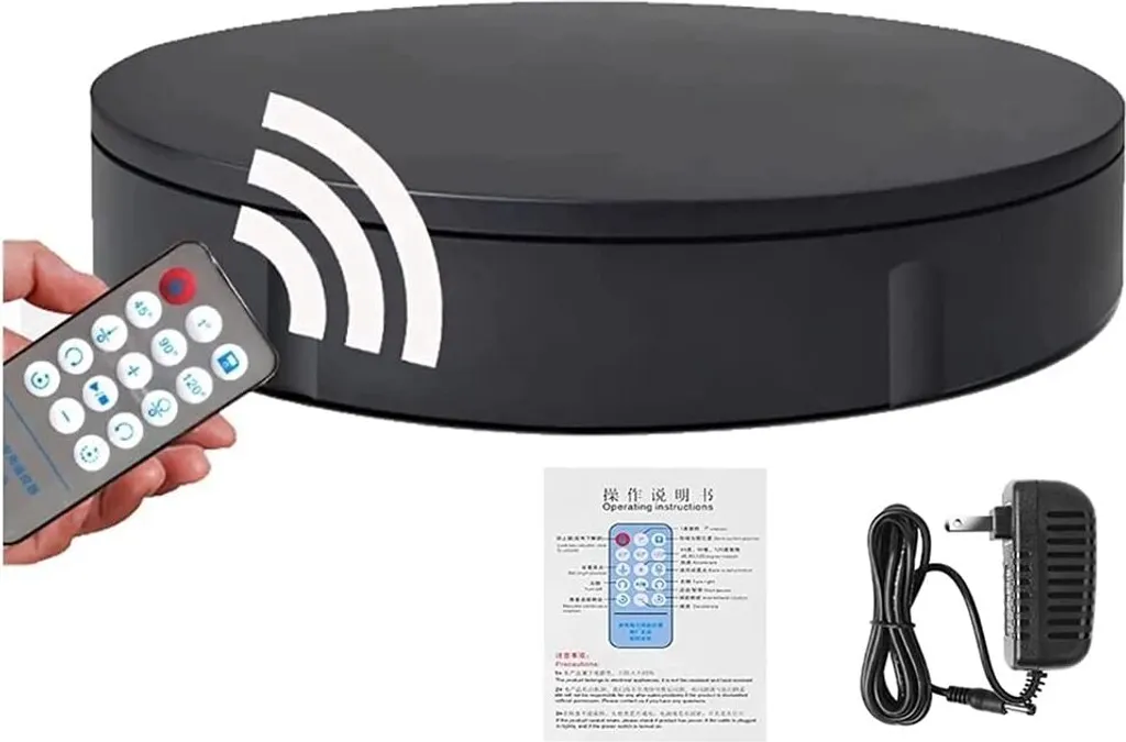 Plateau rotatif 360 pour vitrine de magasin et shooting photo Noir
