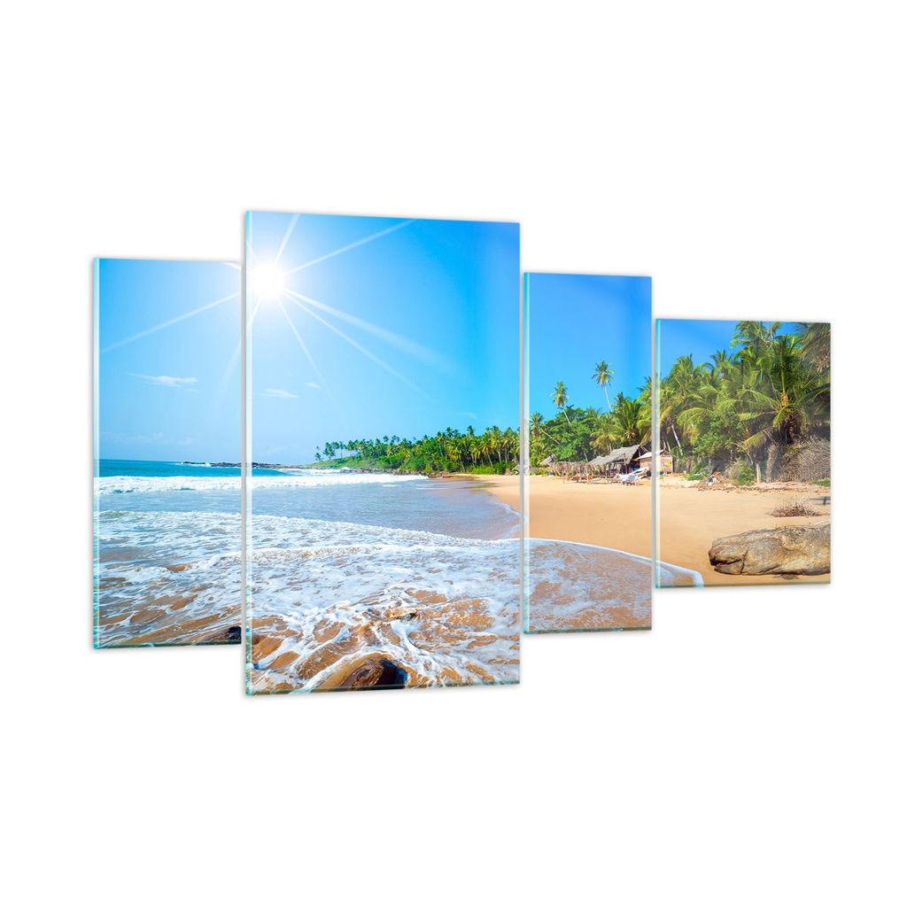 Bilder auf glas - Insel Landschaft Maledivie Freiheit - 120x70cm - Glasbilder - Wandbilder - Kunstdruck - Wanddekoration aus Glas - Glas Bilder - W...