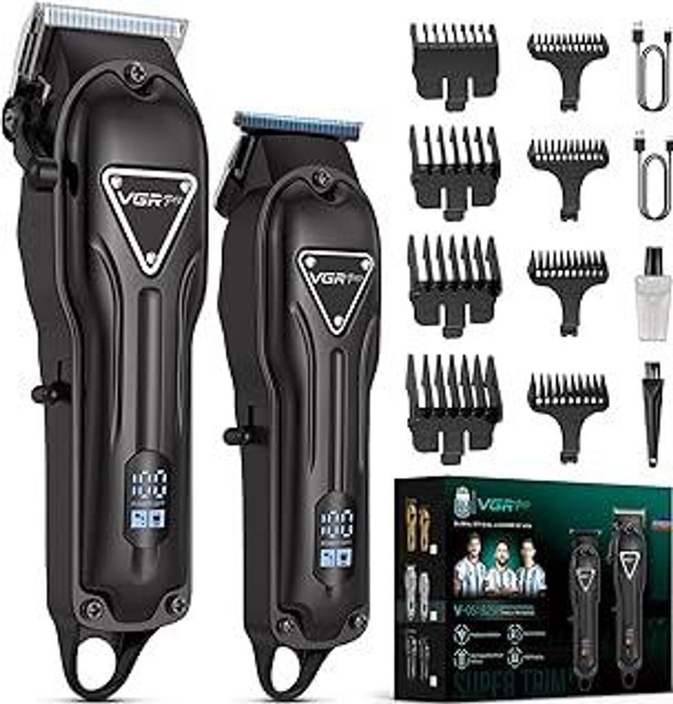 VGRPRO Haarschneidemaschine, Schnurlose Haarschneider Herren und Trimmer Herren Set, Haarschneide set mit langer Akkulaufzeit, elektrischer Haartri...