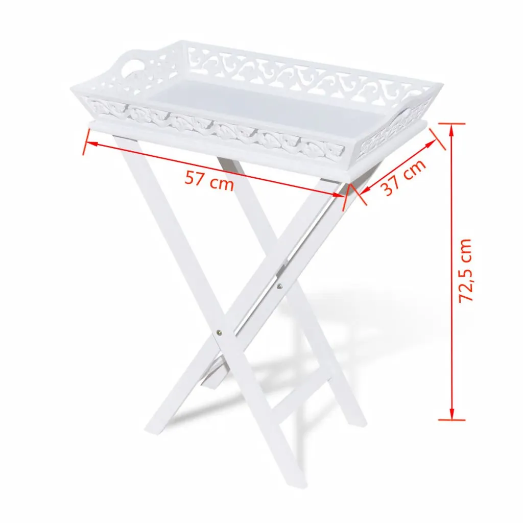 vidaXL Table de Service avec Plateau Blanc - Table d'Appoint Moderne - 7