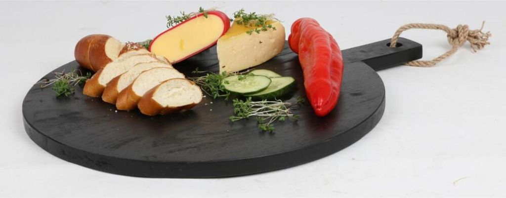 Servierbrett Rubberwood Schwarz - 50 x 40 cm Produktbild 