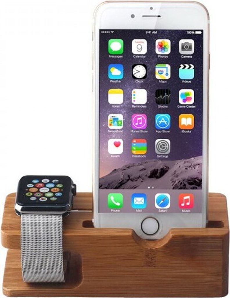 Bamboo Lade Station Für Apple Watch Uhr 38mm / 42mm Halterung Dock Dockingstation