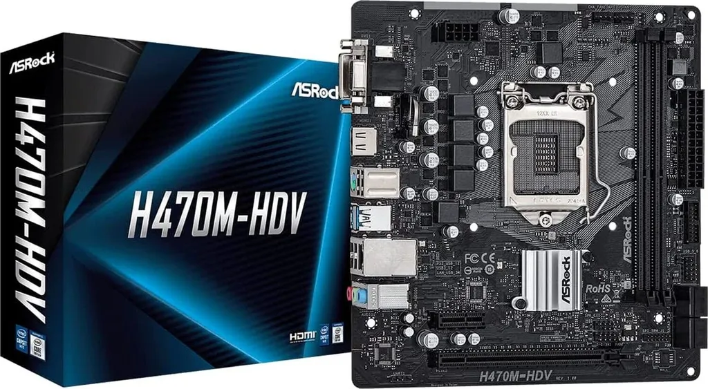Carte mère ASRock H470M-HDV Intel 1200 idéale pour PC Maison et Travail