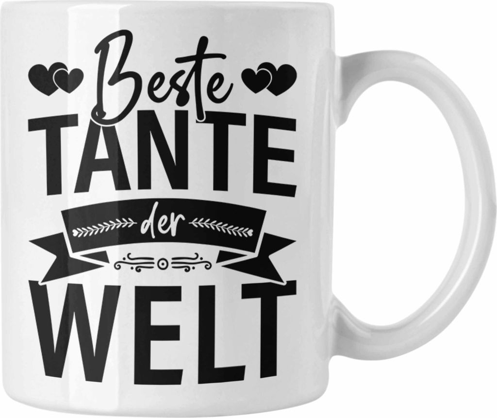 Trendation - Beste Tante Der Welt Tasse Geschenkidee Lustig Spruch Lieblingstante Geschenke (Weiß)