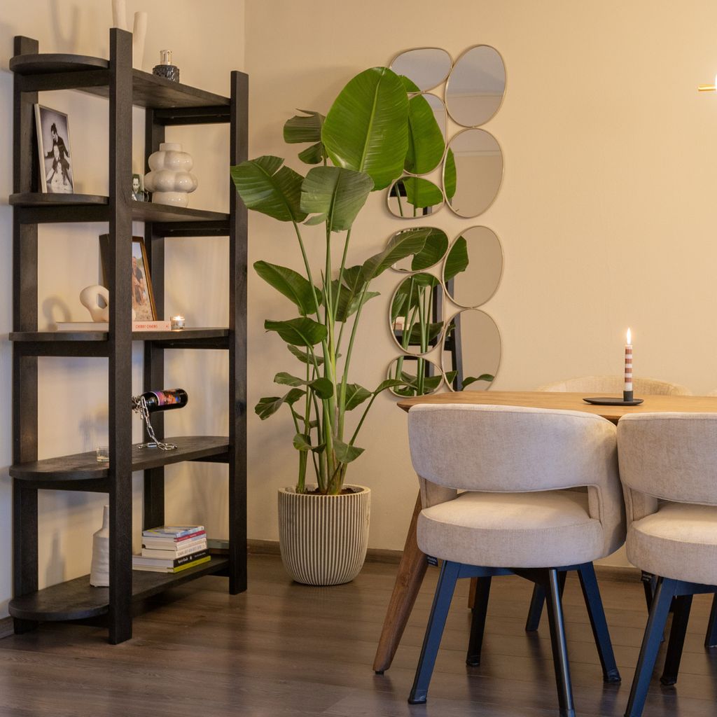 Wandschrank Schwarz - Mangoholz - 160x38x190cm - Wandschrank Luuk - Giga Meubel