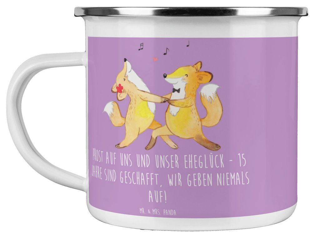 Mr. & Mrs. Panda Pott 15. Hochzeitstag Gläserne Hochzeit - Lavendeltraum - Geschenk, Heirat, wir geben niemals auf, Geschenke, Teetasse, Blechtass...
