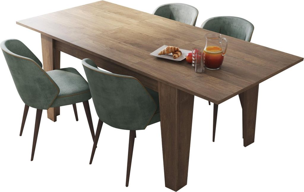 Dmora Ausziehtisch Salmour 200x88x78h cm, Nussbaum Braun, mit zentralem Erweiterungsmechanismus