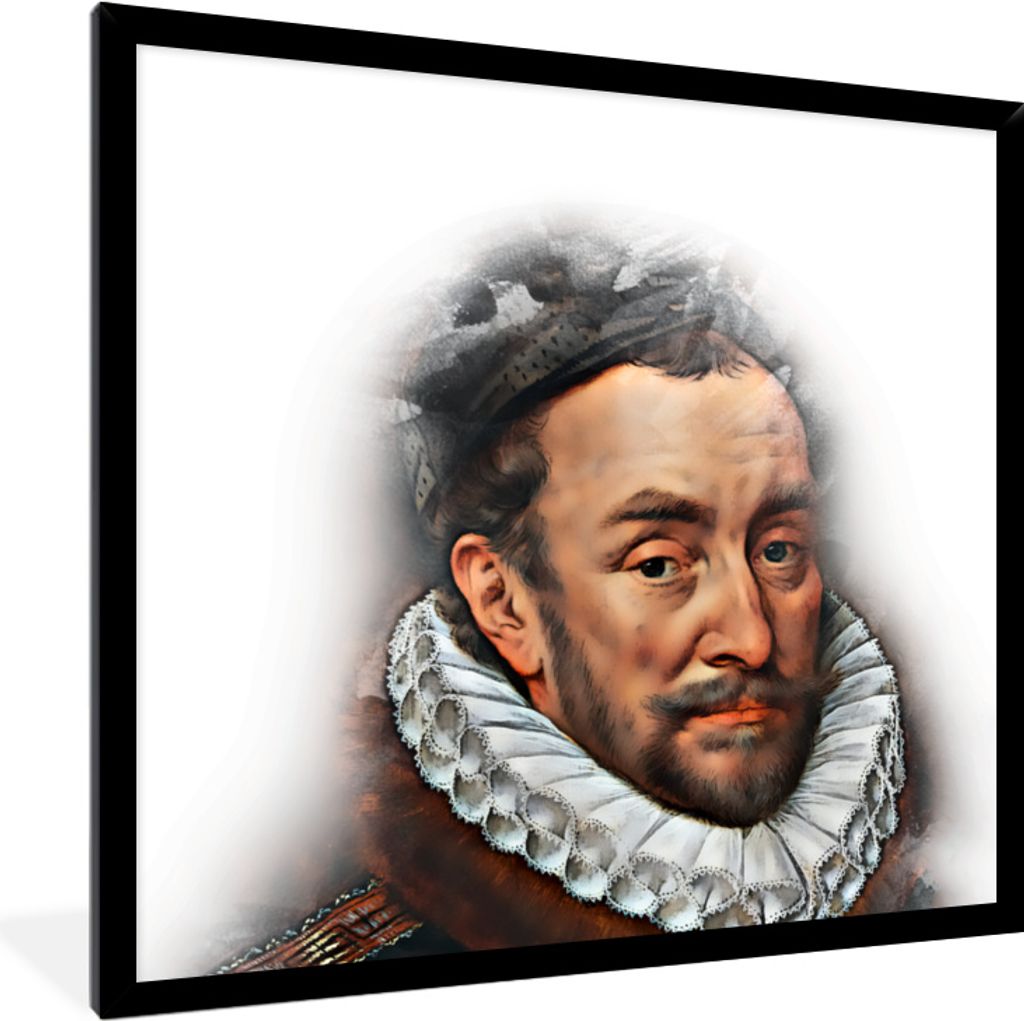 MuchoWow MuchoWow Gerahmtes Poster Wilhelm von Oranien - Kunst - Weiß 40x40 cm - Poster mit zchwarzem Bilderrahmen - Mit Rahmen - Wanddekorati...