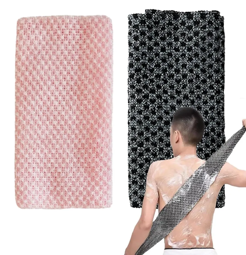 Gant de Gommage Japonais en Nylon pour Bain et Douche, Duo Bicolore