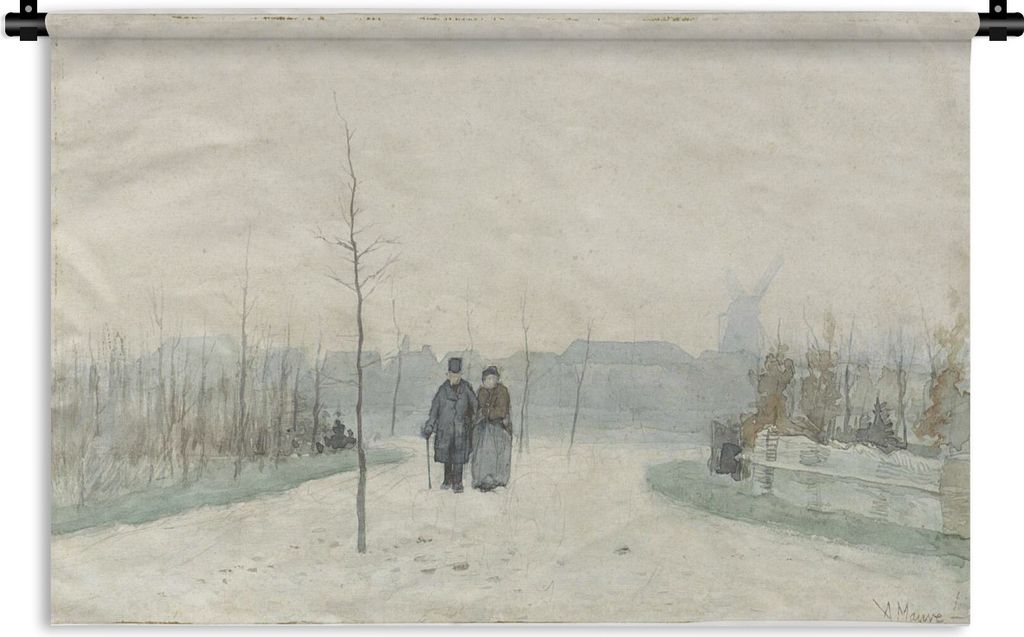 MuchoWow Wandteppich Wandbehang Altes Paar in einem neu angelegten Park - Gemälde von Anton Mauve 120x80 cm Tapisserie Dekoration Wandtuch - Wan...