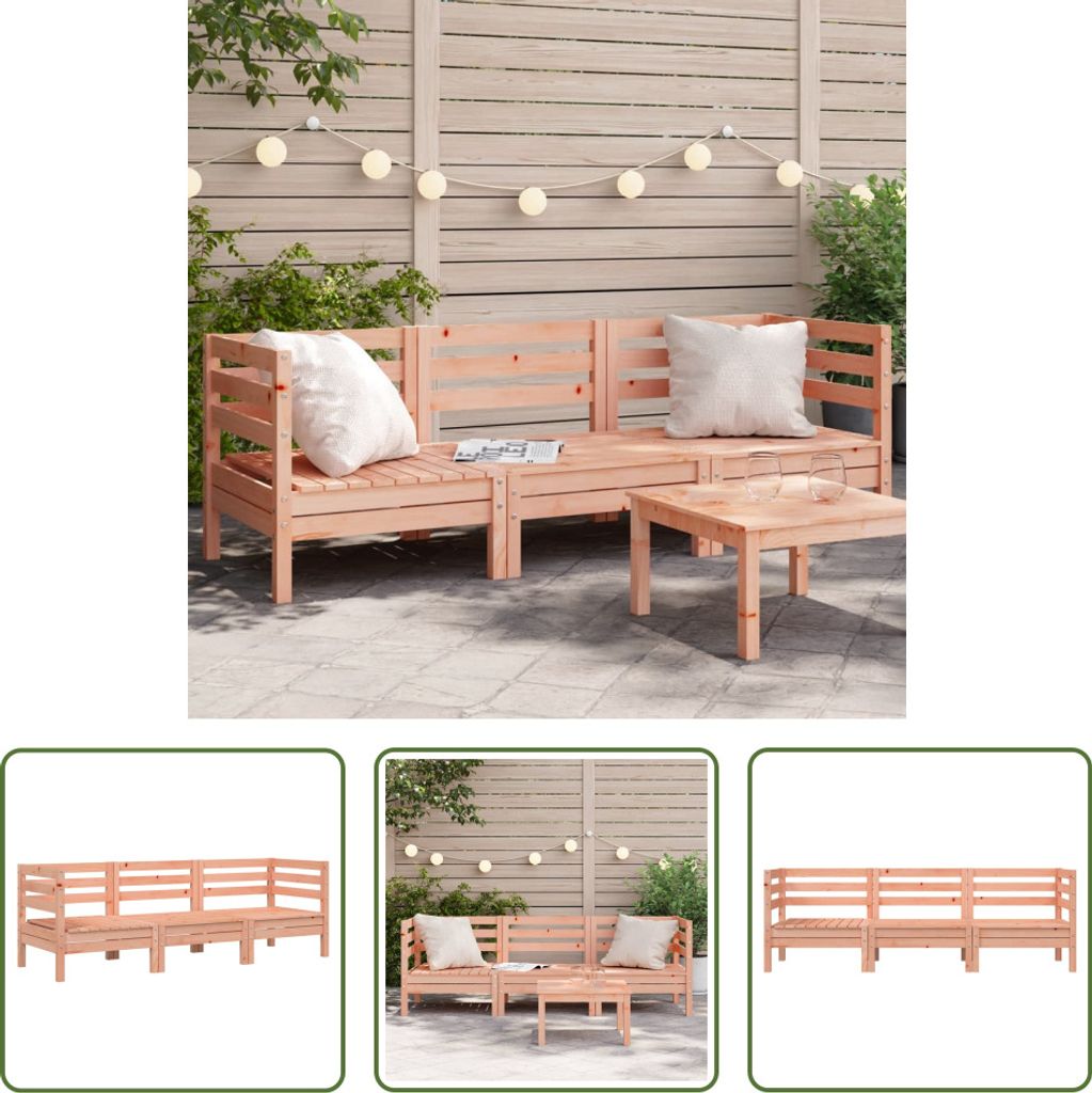 The Living Store Gartensofa 3-Sitzer Massivholz Douglasie