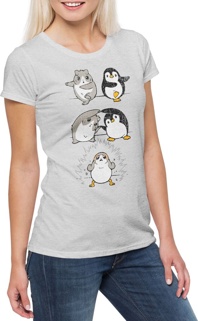Urban Backwoods Porg Fusion, Damen T-Shirt, Farbe: Hellgrau, Größe: S