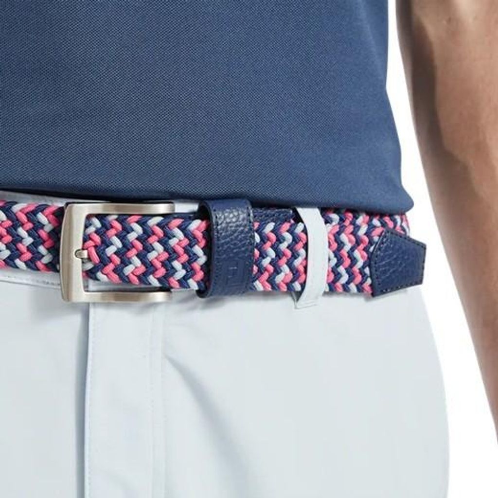 Footjoy Geflochtener Gürtel Golfgürtel Blau und Pink