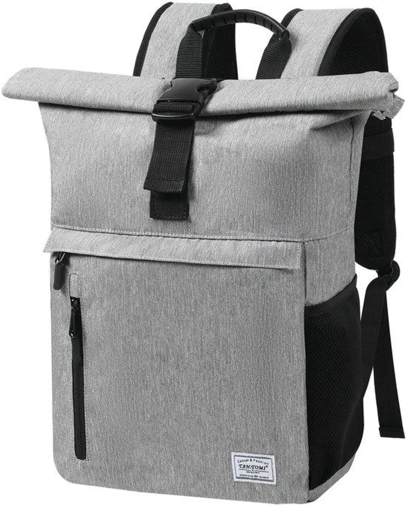 Grand sac à dos rolltop uni pour ordinateur 15,6 pouces noir urbain