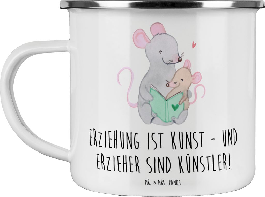 Mr. & Mrs. Panda becher emaille Erzieher Künstler - Weiß - Geschenk, Haferl, Bedanken, Danke, Teetasse, Geschenke, Geduld, sagen, Tasse, Berufung...
