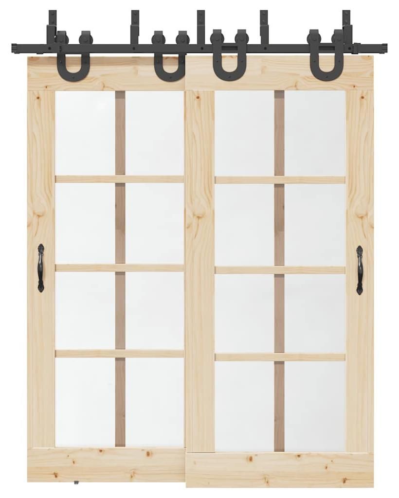 vidaXL Schiebetürbeschlag-Set 183 cm Stahl Schwarz