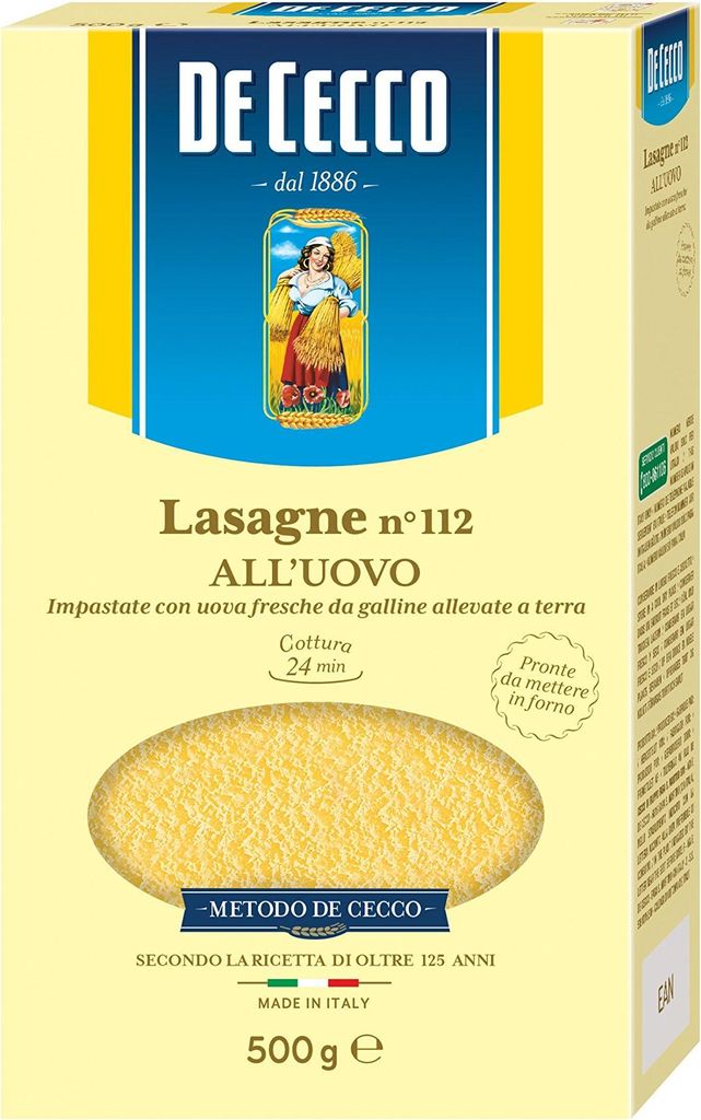 10x Pasta De Cecco 100% Italienisch Lasagne all'uovo n. 112 Produktbild 