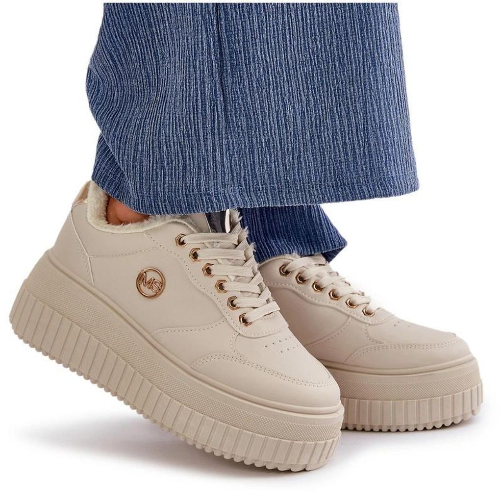 Sneakersy Buty Sportowe Damskie Ocieplane Na Masywnej Zdjęcie produktu 