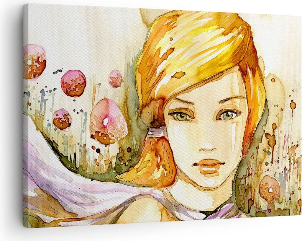 Bild auf Leinwand - Leinwandbild - Frau Sommer Blume - Produktbild 