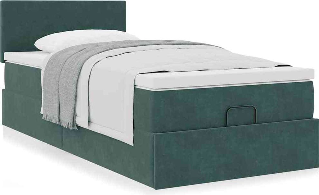Ottoman-Bett mit Matratze Dunkelgrün 90x190 cm Samt