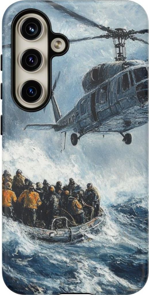Dramatische Helikopter-Rettung über stürmischer See – Hülle Kompatibel mit Galaxy S24