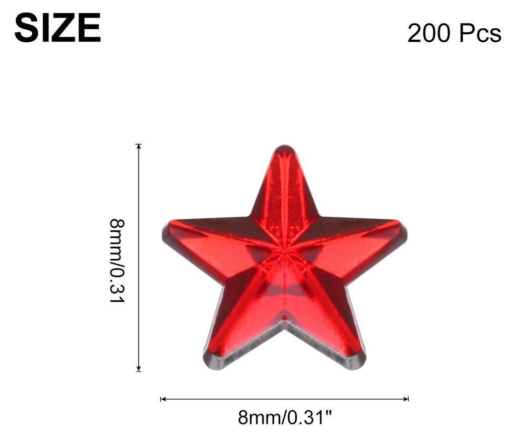 200 Stš¹ck Stern-Strasssteine Knallrot, 8x8mm, Glitzersteine zum Basteln und Rhinestones, fš¹r DIY Basteln, Perlen, Hochzeit Party, Kostš¹me,...